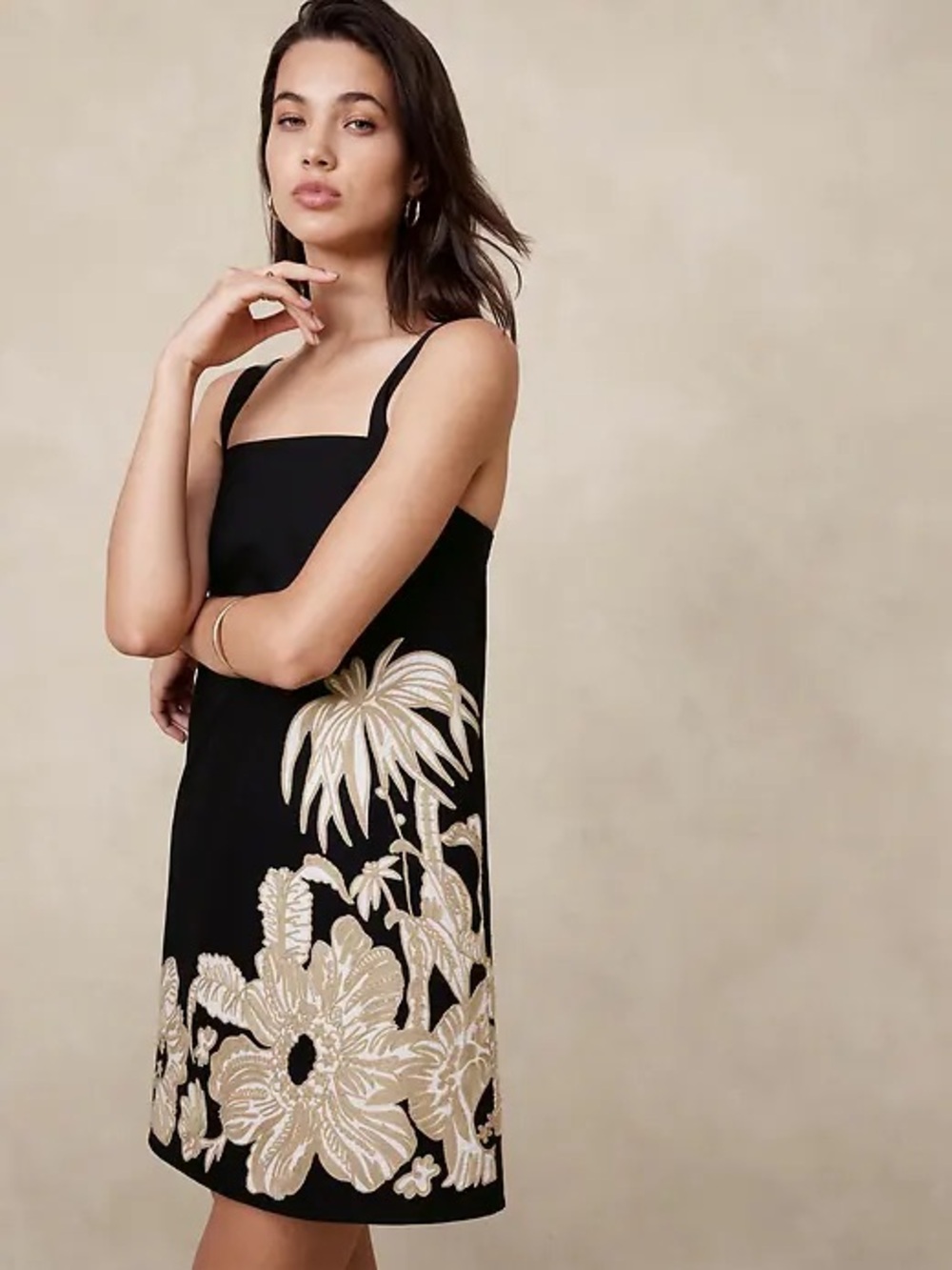 Banana Republic Factory Embroidered Floral Mini Shift Dress M